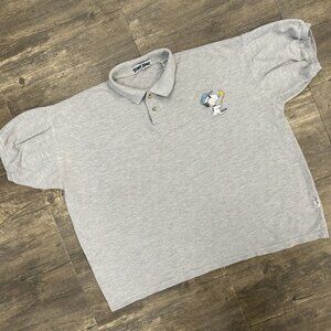 Vintage Toon Time Men Polo Shirt Snoopy Size XL‎ Gray Embroidered (50)